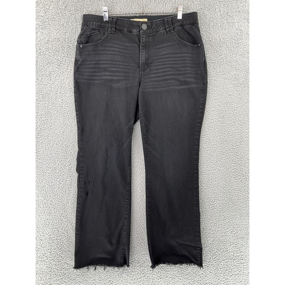 Democracy Denim - Democracy Ab Technology Womens sz 16 Wide Leg Raw Hem Distressed Jeans Dark Wash